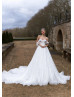 Off Shoulder White Glitter Lace Tulle Modern Wedding Dress